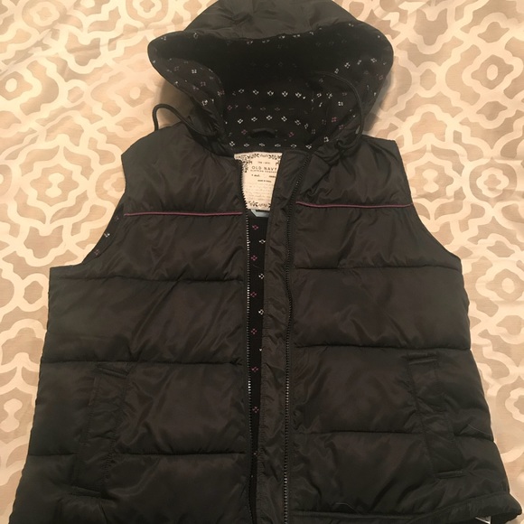 Black with purple accent puffy vest - Picture 1 of 4